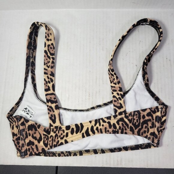 ASOS Design Women Leopard Print Ribbed Bikini Swim Top US 2 - Picture 5 of 5